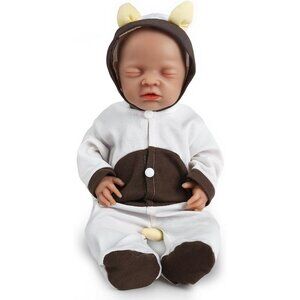 🆕16inch Full Platinum Silicone Baby Doll Reborn Eyes Closed Lifelike Baby Girl